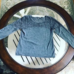Anthropologie Gray Lace Detailed Sweater